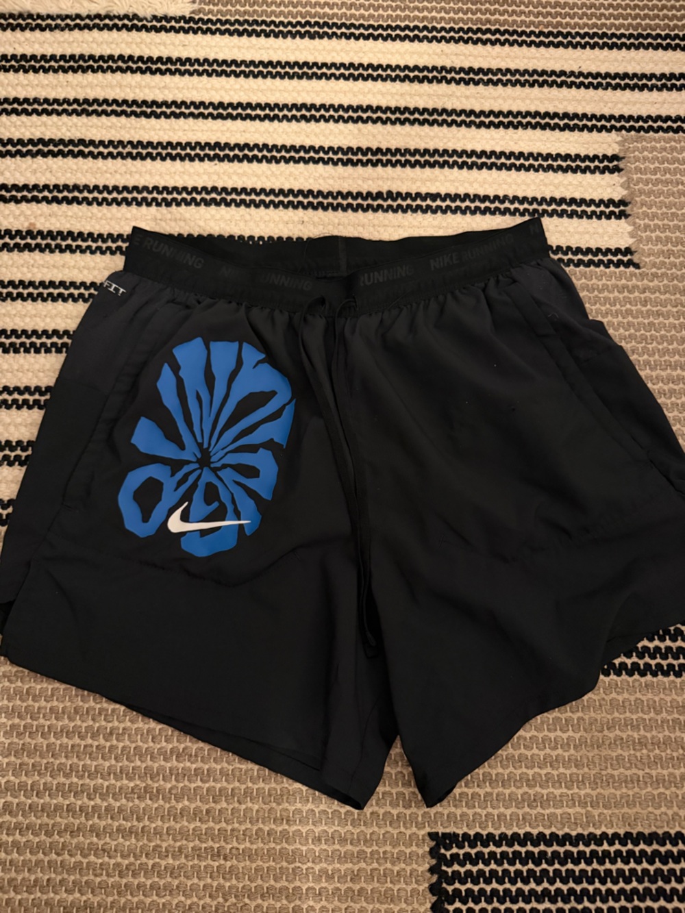 Nike Black Shorts with Blue Floral Graphic